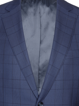 Костюм, Ravazzolo, средне-притал, клетка, 2 пугов. (16744, Темно-синий, 52 , L)