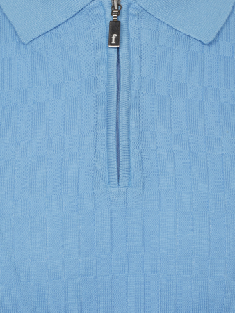Поло на молния, короткий рукав, однотонное-сетка (016, Голубой, 58)
