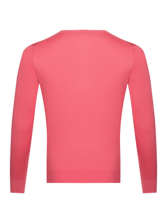 Пуловер, V-образный вырез, дл/рукав, однотонный (240, Розовый, 56 - XXL     рукав 61 см)