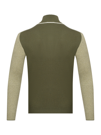 Джемпер, стойка ворот, на молнии, длин. рукав, в полоску (0003, Зеленый, 56 - XXL)