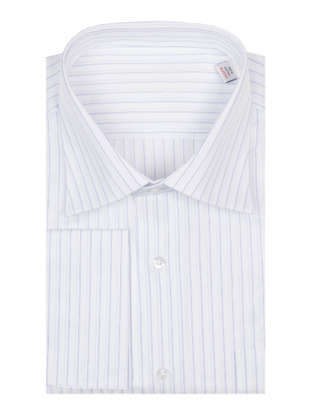 Сорочка, SMT, ДР, под запонки, в полоску (21, Голубой, 41/42)