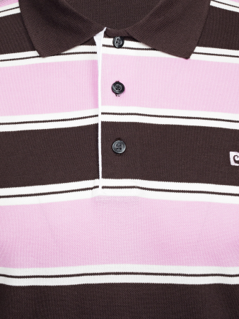 Поло в полоску, короткий рукав (400, Коричневый, 50 - M  рукав 23 см)