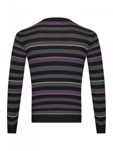 Джемпер, круглый ворот, в полоску (087, Черный, 56 - XXL)