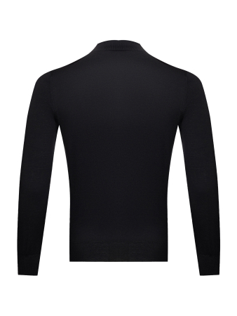 Поло, на пуговицах, длин. рукав (099, Черный, 48)