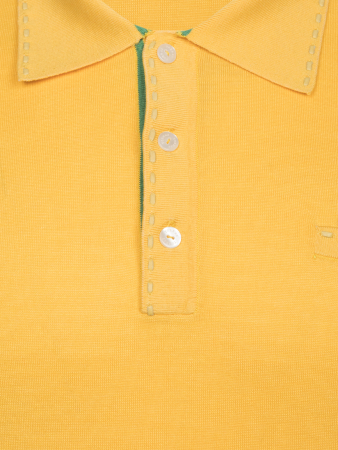 Поло на пуговицах,  короткий рукав, однотонное (00021, Желтый, 52 - L  рукав 29 см)