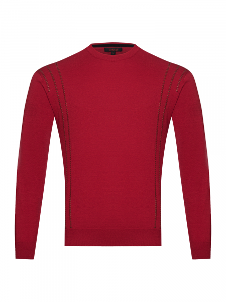 Джемпер, круглый ворот, длинный рукав, однотонный (023, Вишня, 54 - XL  рукав 64 см)