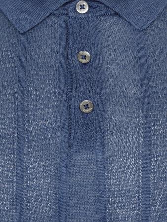 Поло на пуговицах, короткий рукав, однотонное-полоска (080, Темно-джинс., 50)