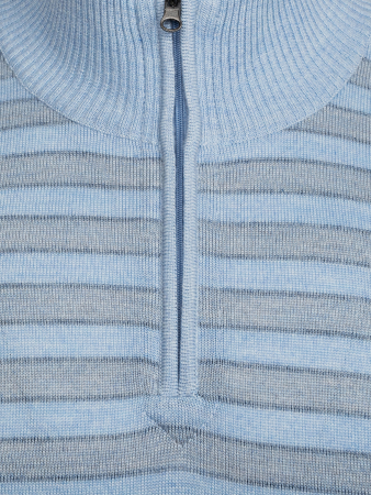 Джемпер, стойка, молния, в полоску (367, Голубой, 58 - 3XL     )