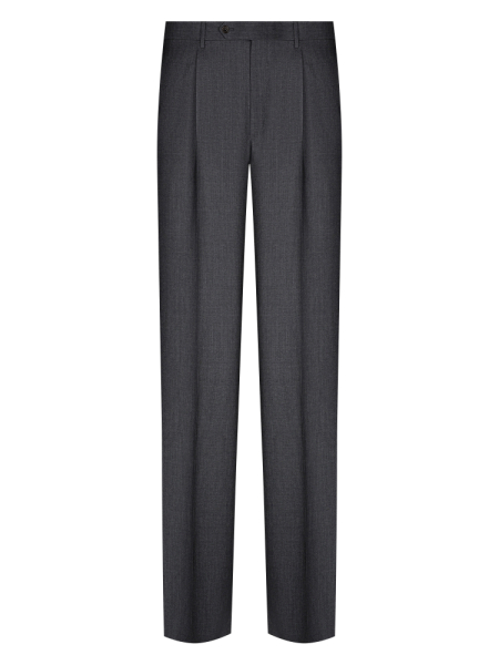 Брюки, Ravazzolo, средне-притал., с защипами, однотон. (58454, Темно-серый, 52 , R)