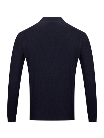 Поло, ворот стойка, пуговицы, однотон., дл/рукав (008, Темно-синий , 46)