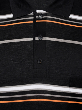 Поло в полоску, короткий рукав (100, Черный, 52 - L  рукав 25 см)