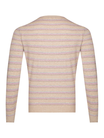 Джемпер, круглый ворот, в полоску (330, Светло-коричневый, 54 - XL)