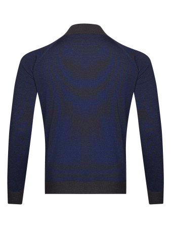 Кардиган, на молнии, стойка, в полоску (211, Черный, 60)