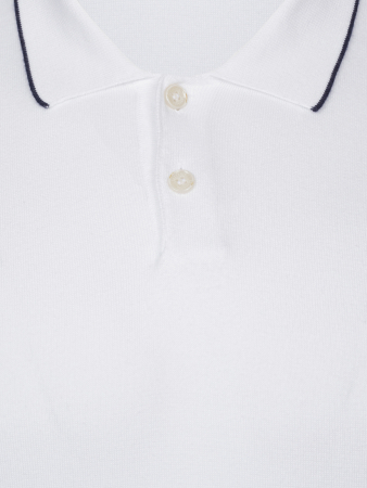 Поло , SF, однотонное, короткий рукав (140, Белый/Т-синий, 58-3XL  рукав 22 см)