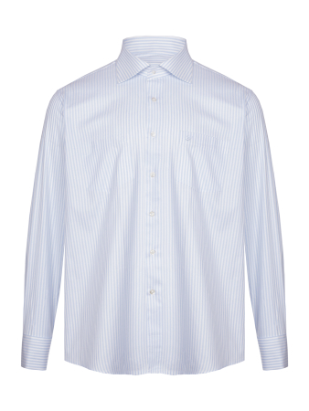 Сорочка, длинный рукав, классика, запонки, полоска (200, Голубой, 45/46)