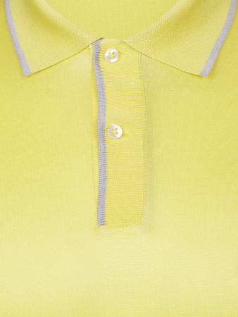 Поло однотонное, ворот с окантовкой, короткий рукав (321, Желтый/Серый, 58-3XL  рукав 26 см)