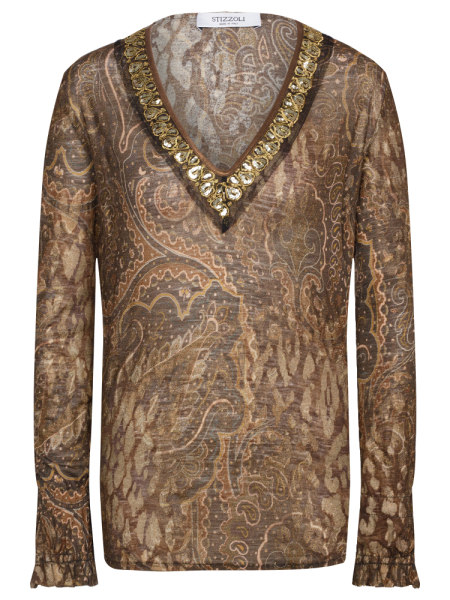 Блузка, Stizzolli ,дл/рук.,трикотажн. (635, Коричневый, 48)