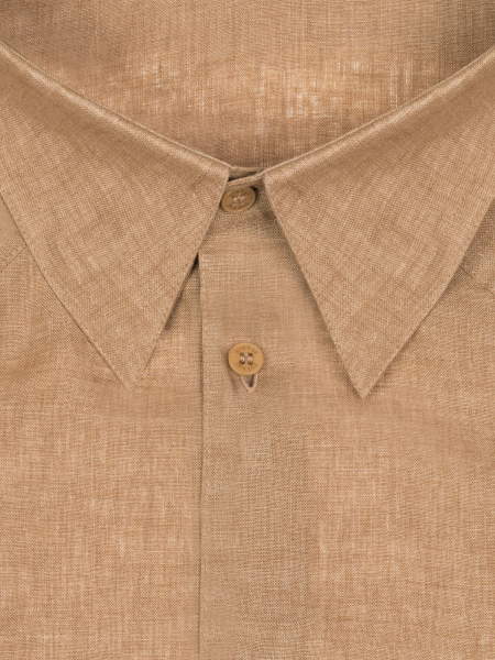 Сорочка, Torras, casual, длинный рукав, льняная с кожаными вставками (00210, Хаки, 62)