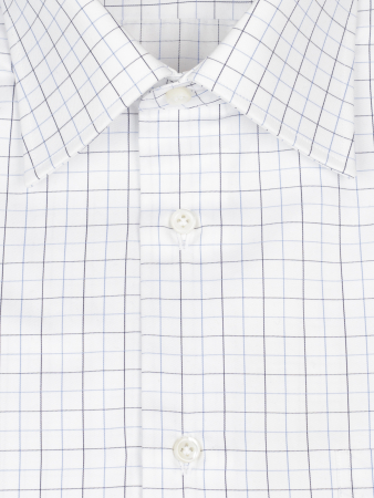 Сорочка, Ravazzolo, однотонная клетка, пуговицы (001, Белый, 40)