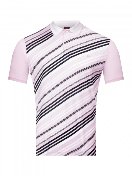Поло в диагональную полоску, короткий рукав (L00, Сиреневый, 52 - L  рукав 25 см)
