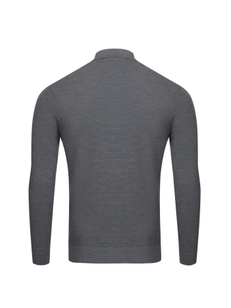 Поло, на пуговицах, длин.рукав, в полоску (00031, Серый, 48 - S )