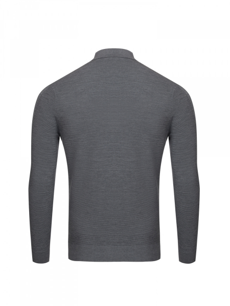 Поло, на пуговицах, длин.рукав, в полоску (00031, Серый, 48 - S )