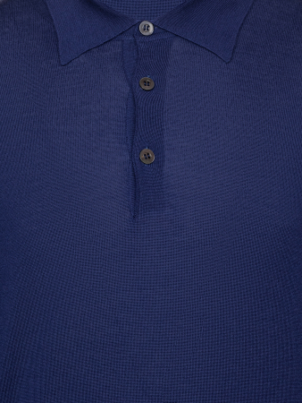 Поло, на пуговицах, длин. рукав, однотон. (94171, Синий, 52 )