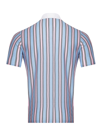 Поло  в полоску черн. ,синюю ,розовую, короткий  рукав (800, Белый, 52 - L  рукав 25 см)