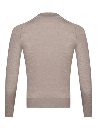 Поло на молнии, дл/рукав, кант на воротнике (822, Бежевый/Серый кант, 58 )