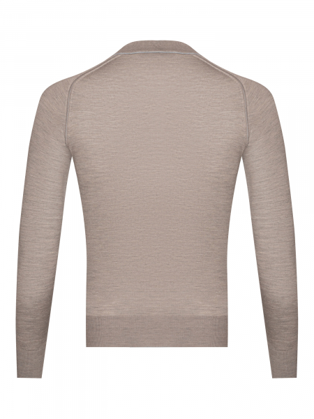 Поло на молнии, дл/рукав, кант на воротнике (822, Бежевый/Серый кант, 52 )