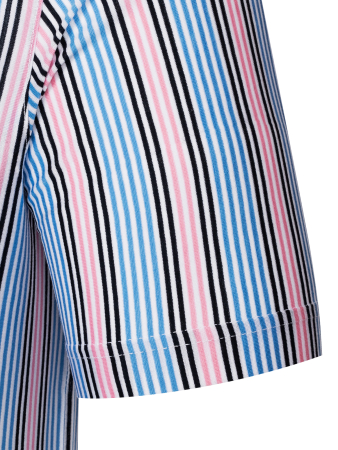 Поло  в полоску черн. ,синюю ,розовую, короткий  рукав (800, Белый, 52 - L  рукав 25 см)