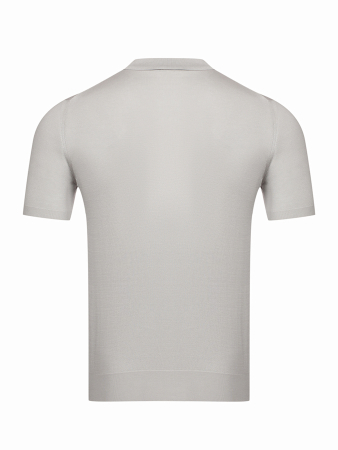 Поло на пуговицах, короткий рукав, однотонное-полоска (030, Светло-серый, 50)