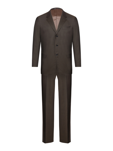 Костюм, EM, классика, однотон, 3 пугов./прорез.карм.с клап., 2шл, б.кл. (600, Темно-коричн., 56 , 6)