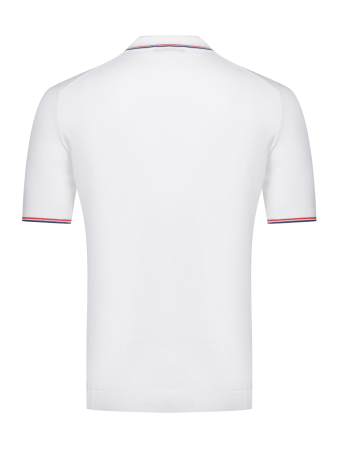 Поло без пуговиц, короткий рукав, ворот с окантовкой (260, Белый (син/красн), 58-3XL  рукав 29 см)