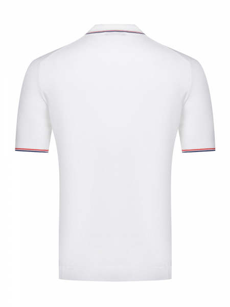 Поло без пуговиц, короткий рукав, ворот с окантовкой (260, Белый (син/красн), 58-3XL  рукав 29 см)