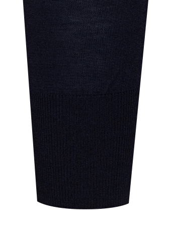 Пуловер, V- вырез, рис.-лапки, однотон. дл/рукав (410, Темно-синий, 46 - S)