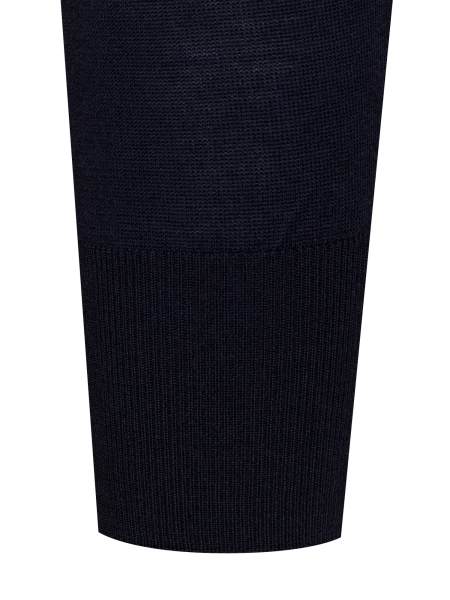 Пуловер, V- вырез, рис.-лапки, однотон. дл/рукав (410, Темно-синий, 46 - S)