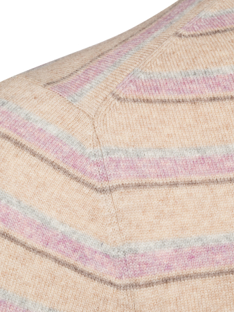 Джемпер, круглый ворот, в полоску (330, Светло-коричневый, 54 - XL)