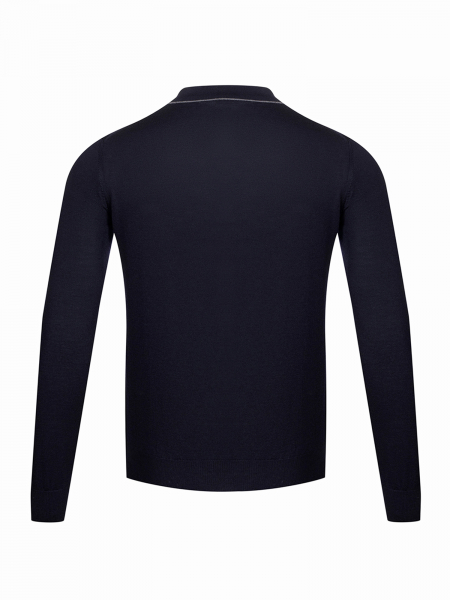 Поло на молнии, однотон., дл/рукав (381, Темно-синий , 50)