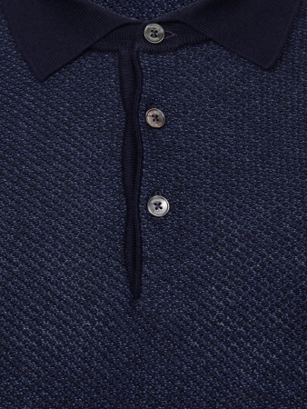 Поло, на пуговицах, кор/рук., рябь (178, Темно-синий , 48)