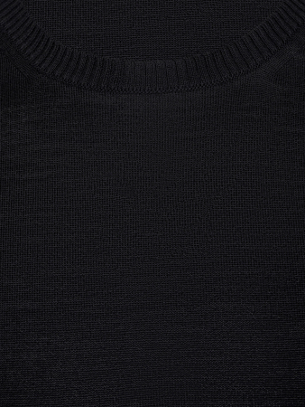 Джемпер, круглый ворот, длинный рукав, однотонный (099, Черный, 50 - M  рукав 64 см)