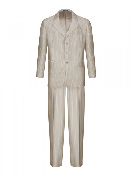 Костюм, EM, классика, в полоску, 3пуг., 1шл. (601, Кремовый, 46, 8)