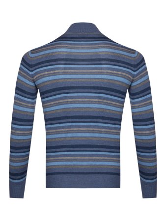 Джемпер, стойка, молния, в полоску_ (486, Синий, 48 - S )