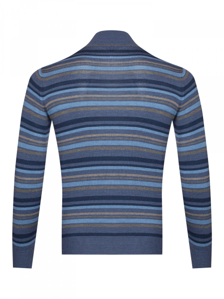 Джемпер, стойка, молния, в полоску_ (486, Синий, 48 - S )