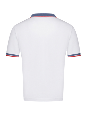 Поло на пуговицах, короткий рукав, однотонное (001, Белый/Джинс.Крас., 46 - XS      рукав 21 см)