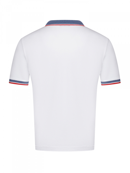 Поло на пуговицах, короткий рукав, однотонное (001, Белый/Джинс.Крас., 46 - XS      рукав 21 см)