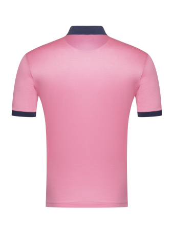 Поло однотонное, короткий рукав (211, Розовый/Синий, 60-4XL  рукав 25 см)
