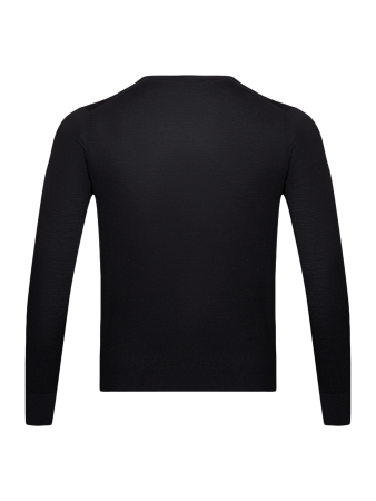 Пуловер, V-образный вырез, дл/рукав, однотонный (002, Черный, 52 - L  рукав 61 см)