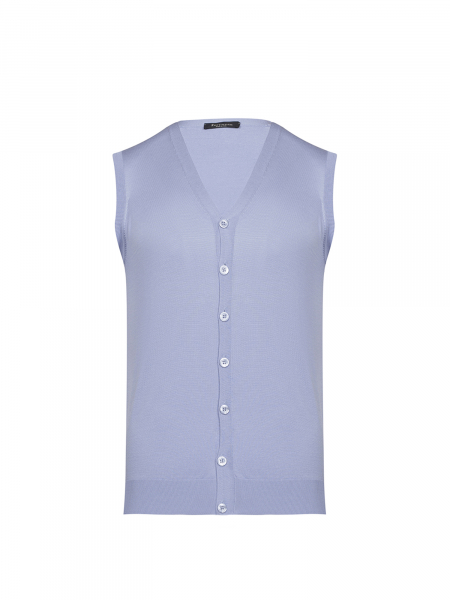 Жилет на пуговицах, V-образный вырез (016, Голубой, 60-4XL )