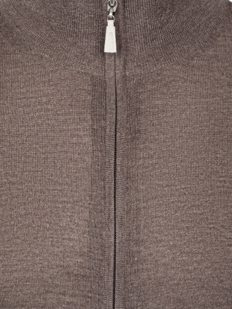 Кардиган, на молнии, ворот - стойка, заплатки (162, Корич./Серый, 56)
